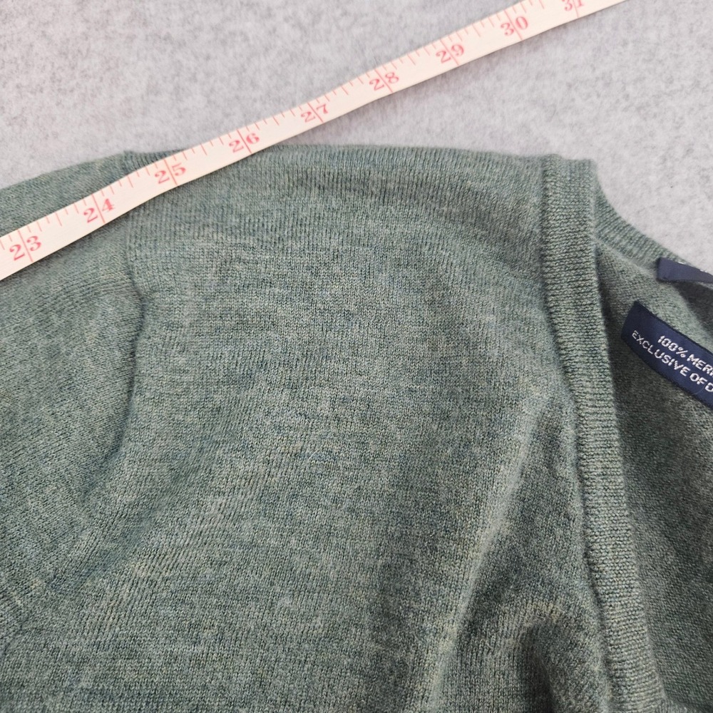 POLO GOLF LAUREN | Mens L Merino Wool V-Neck Sweater Sage Green Logo - Picture 9 of 10